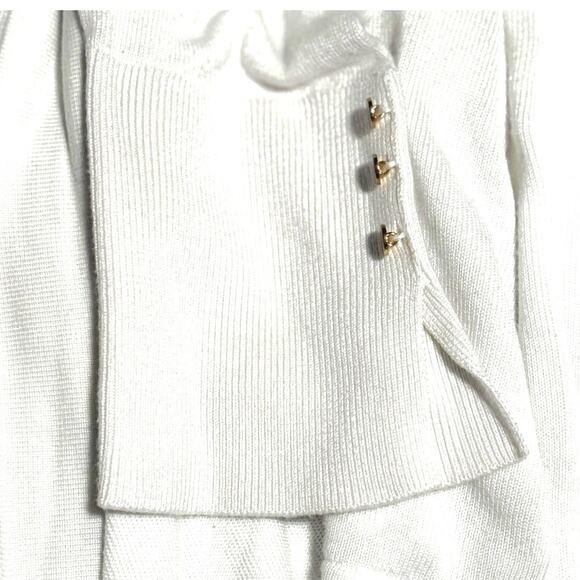 WHBM Cardigan - White with Gold Button Detail - Size Large - Medium-Long Length - Picture 3 of 9